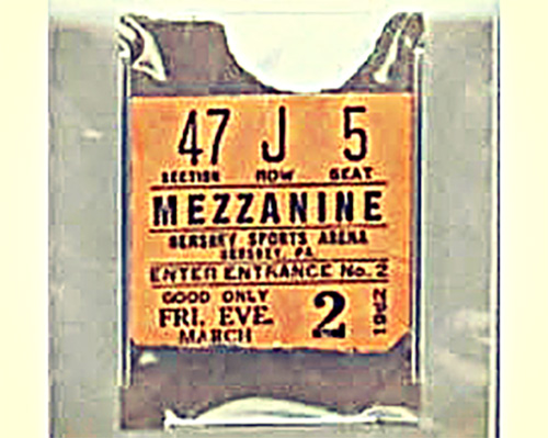 Image of a ticket from Wilt's 100 point game