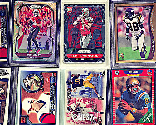 Image of a collage of football cards