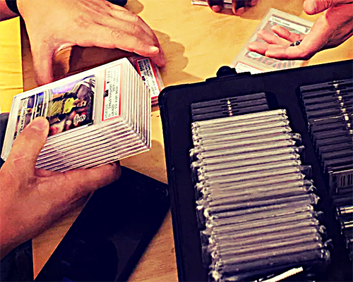 Image of sports card in a case