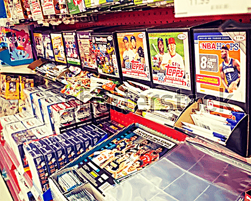 Image of packed retail shelves